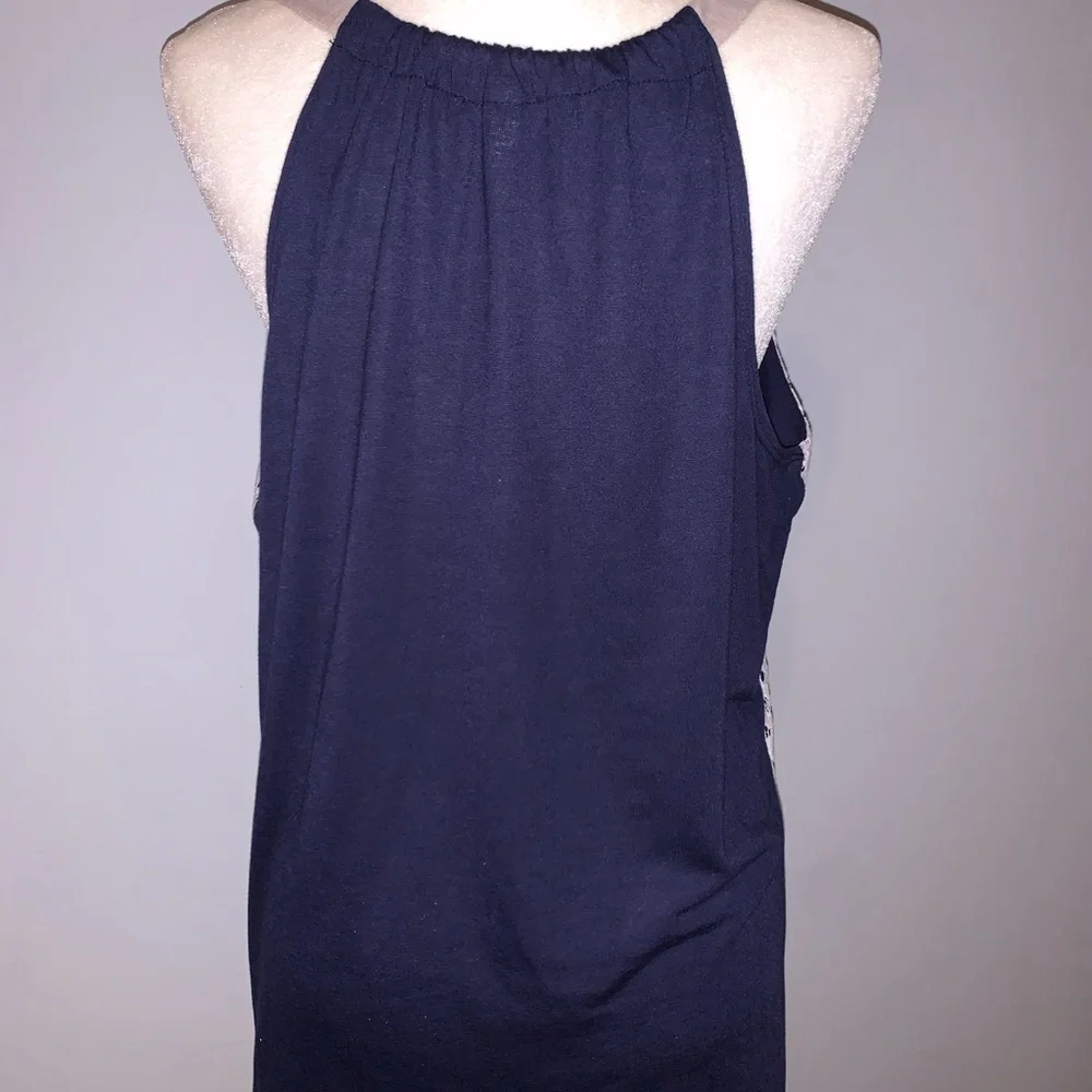 Mixed Material Xhilaration Navy Lace Tank Top XL - Picture 2 of 5